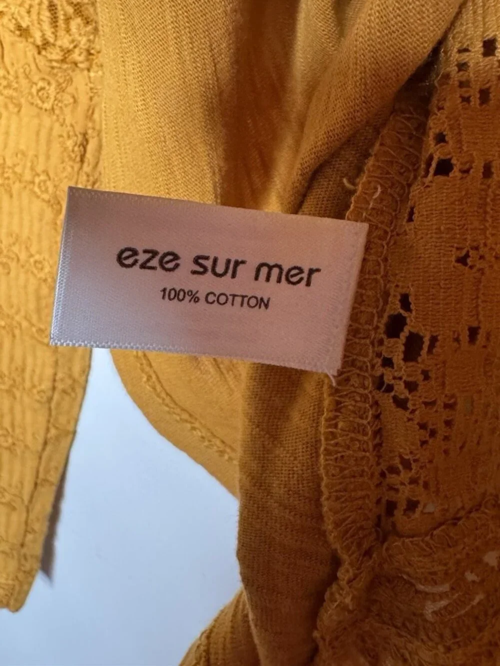 Anthropologie Eze Sur Mer Gold Piana Eyelet Top 100% Cotton Size L $78 NWT New